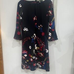 New York & Company Black Dress with Floral Design